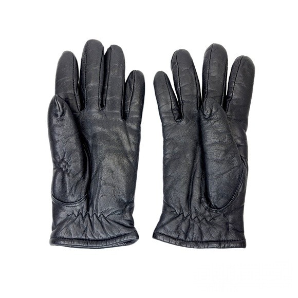 Black Leather Knit Winter Womens Gloves Small - Picture 3 of 14